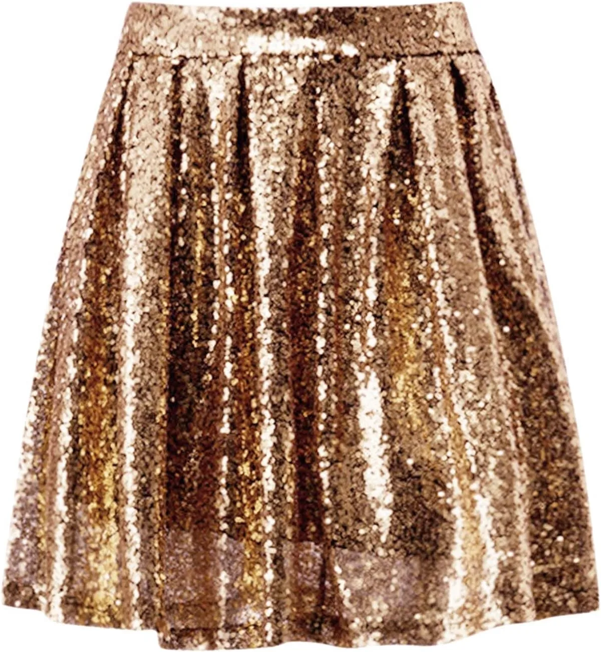 Womens Sequin Skirts Sparkly Knee Length Solid Color Flowy High Waist Sequin Bodycon Sparkly Skirt for Short Skirts