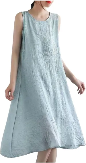 Women's Shift Tunic Summer Sundress Sleeveless Swimwear Coverups Beach Dress Tank Thin Bikini Cover Ups Tank Dresses