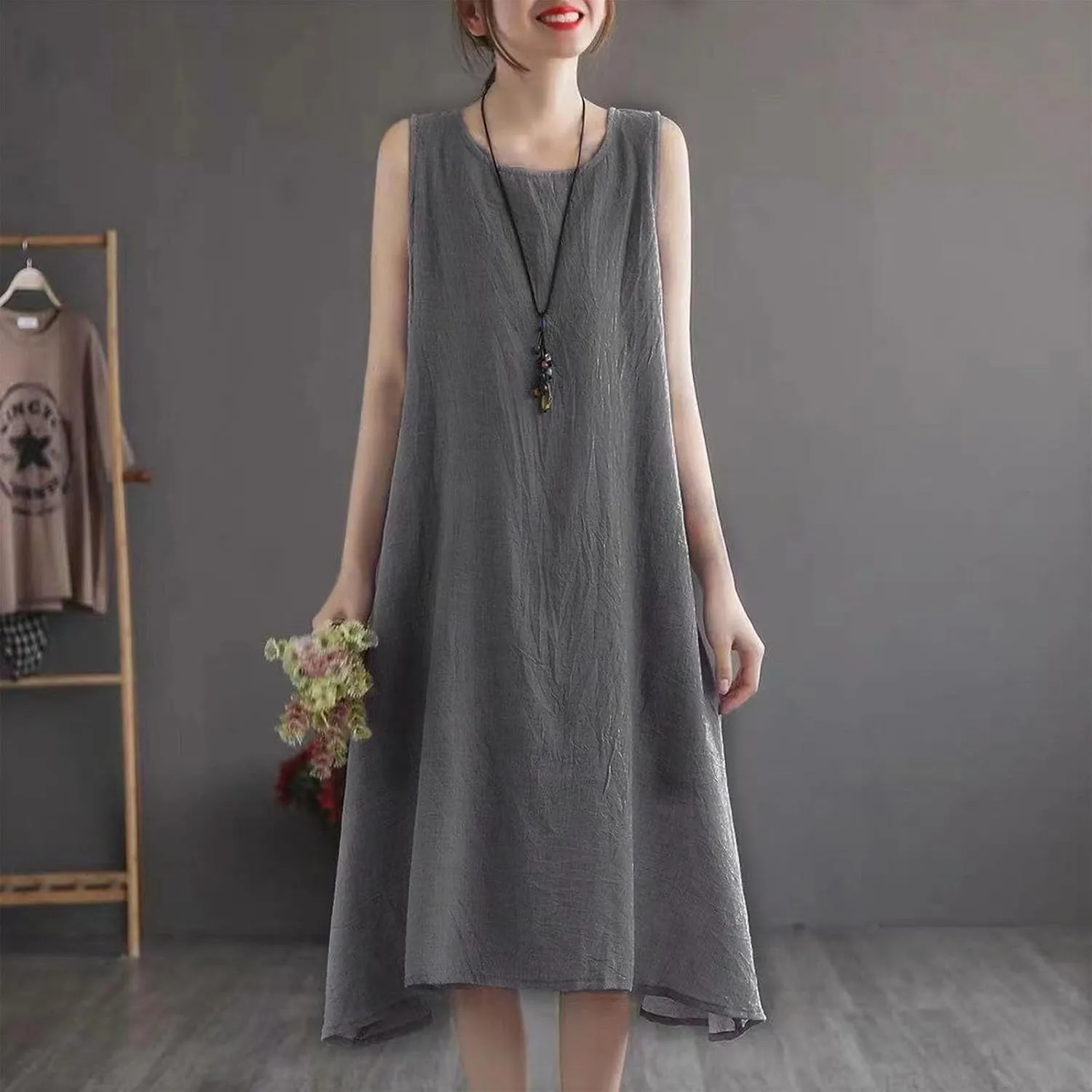 Women's Shift Tunic Summer Sundress Sleeveless Swimwear Coverups Beach Dress Tank Thin Bikini Cover Ups Tank Dresses