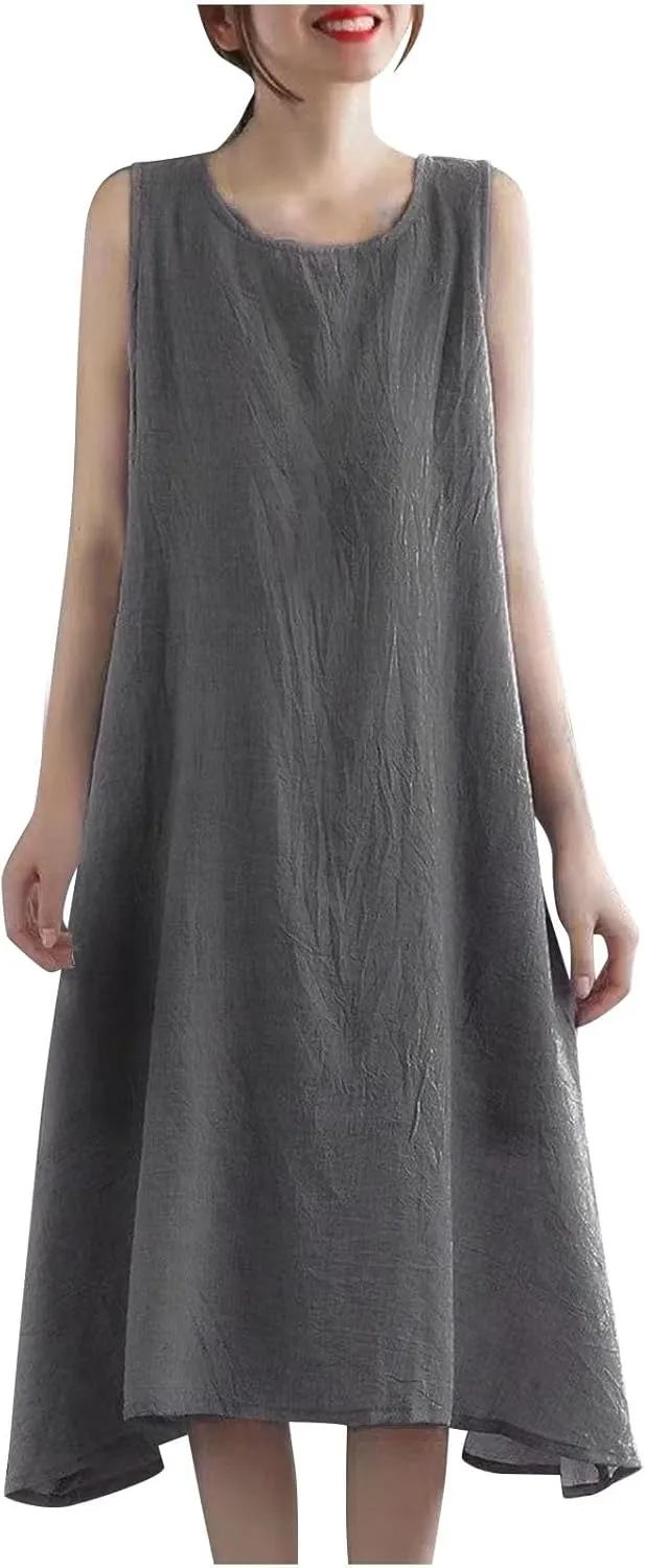 Women's Shift Tunic Summer Sundress Sleeveless Swimwear Coverups Beach Dress Tank Thin Bikini Cover Ups Tank Dresses