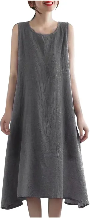 Women's Shift Tunic Summer Sundress Sleeveless Swimwear Coverups Beach Dress Tank Thin Bikini Cover Ups Tank Dresses