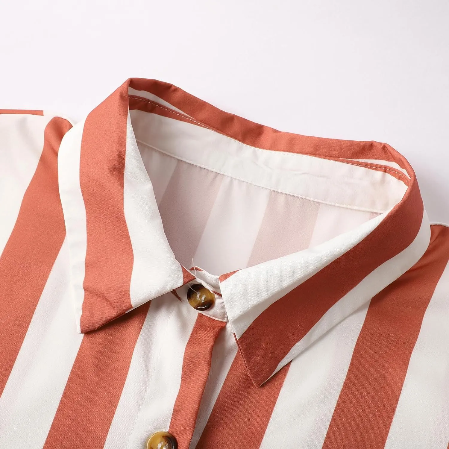 Womens Shirt Dress 2025 Striped Dresses Short Sleeve Button Down Collared Beach Casual Shift Dresses with Pockets