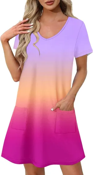 Women's Short Sleeve V-Neck Summer Dresses 2025 Floral Printed Short Party Dress 2025