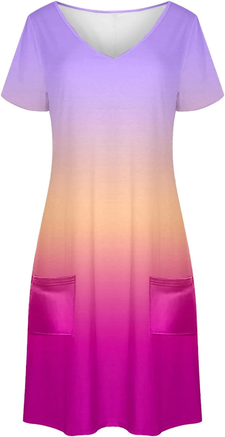 Women's Short Sleeve V-Neck Summer Dresses 2025 Floral Printed Short Party Dress 2025