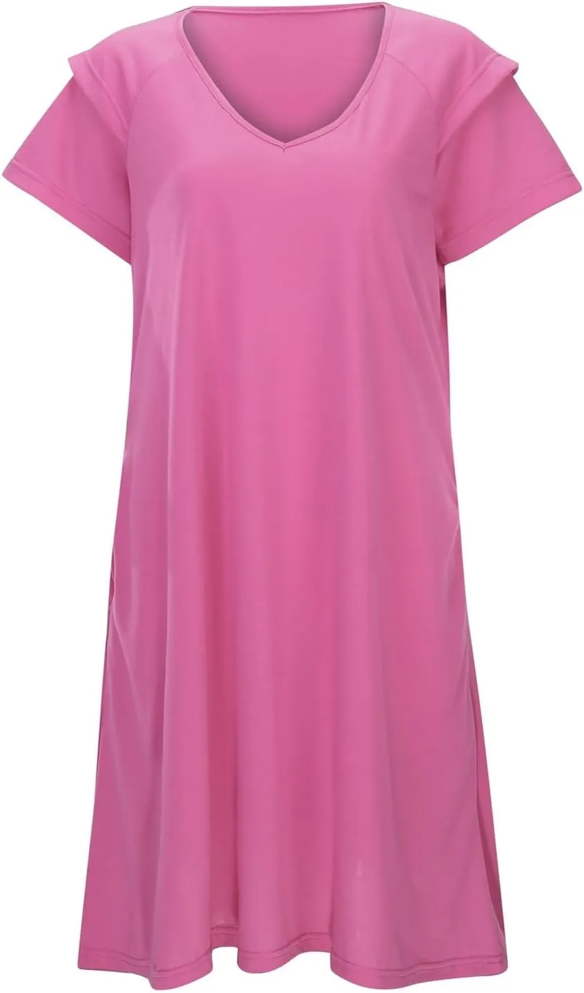 Womens Summer Casual Tank Dress Sleeveless V Neck T Shirt Sundress Flowy Tiered Swing Mini Beach Vacation Dresses