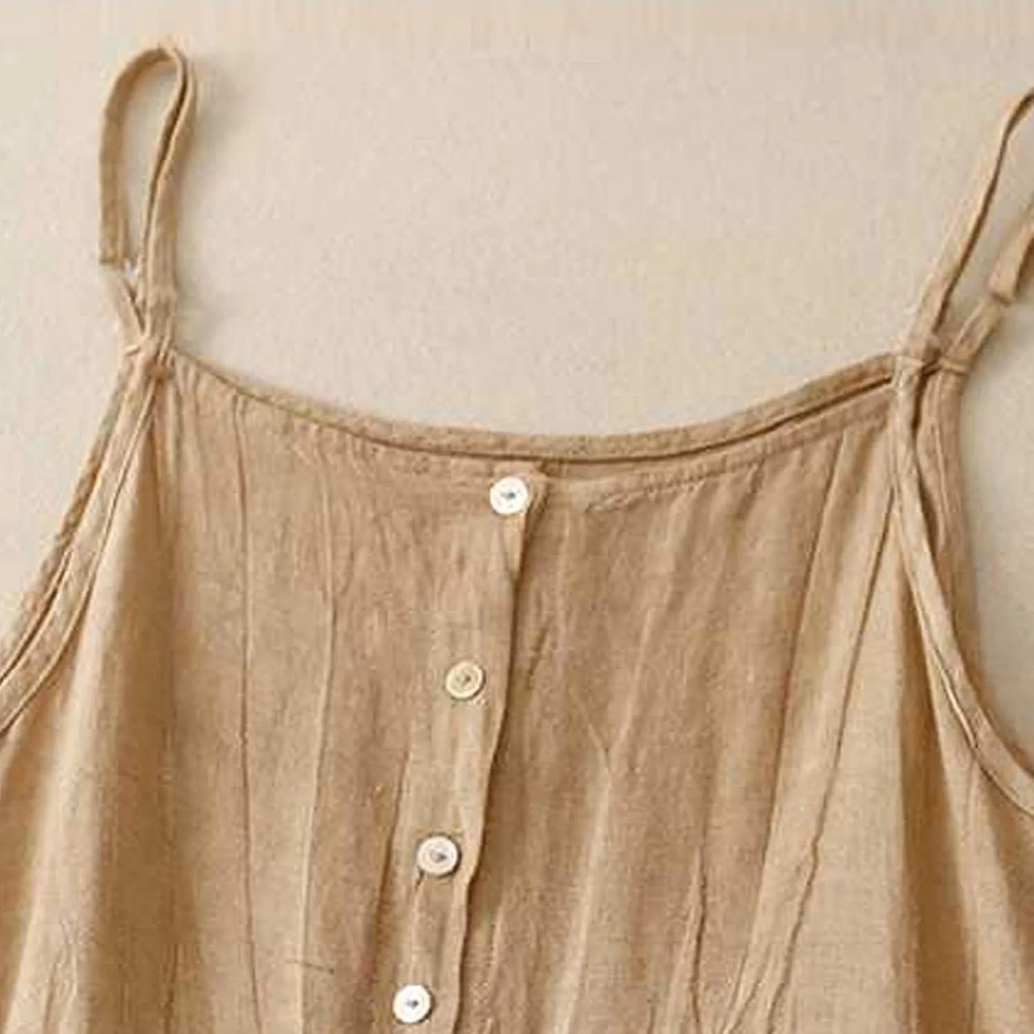 Women's Summer Cotton Linen Cami Dress Dressy Casual Plus Size Button Down Sun Dress Trendy Comfy Summer Lounge Outfits
