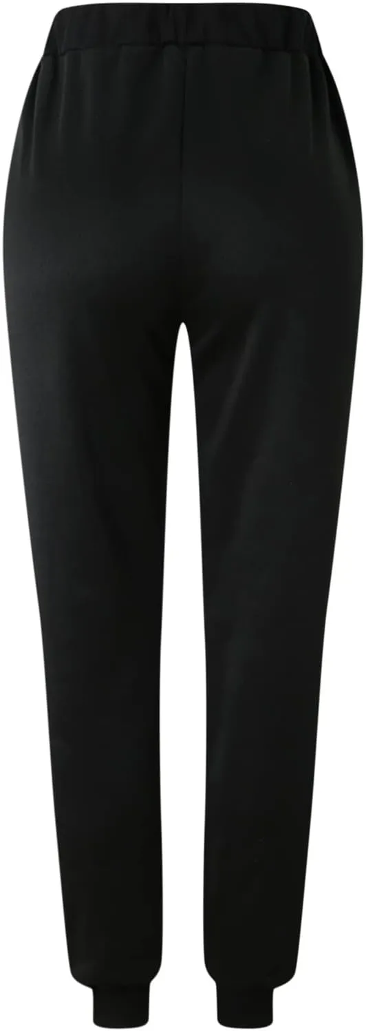 Women's Sweatpants Trendy High Waisted Graphic Petite Warm Trousers Workout Lounge Baggy Joggers with Pockets Holiday