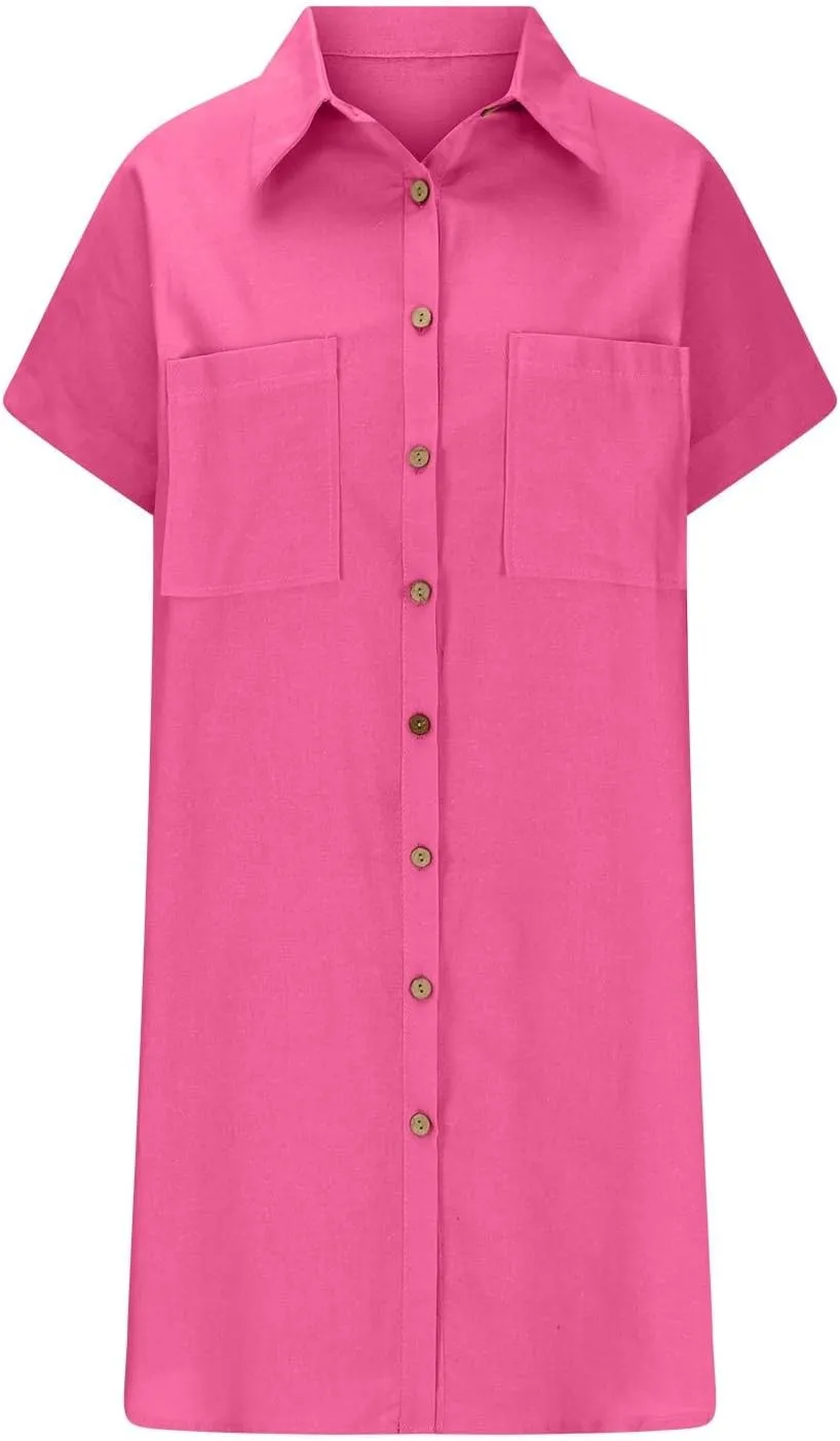 Womens Swim Cover up 2025 Summer Button Down Shirt Mini Dress Cotton Gauze Tops Kimono Bathing Suit Beach Coverups