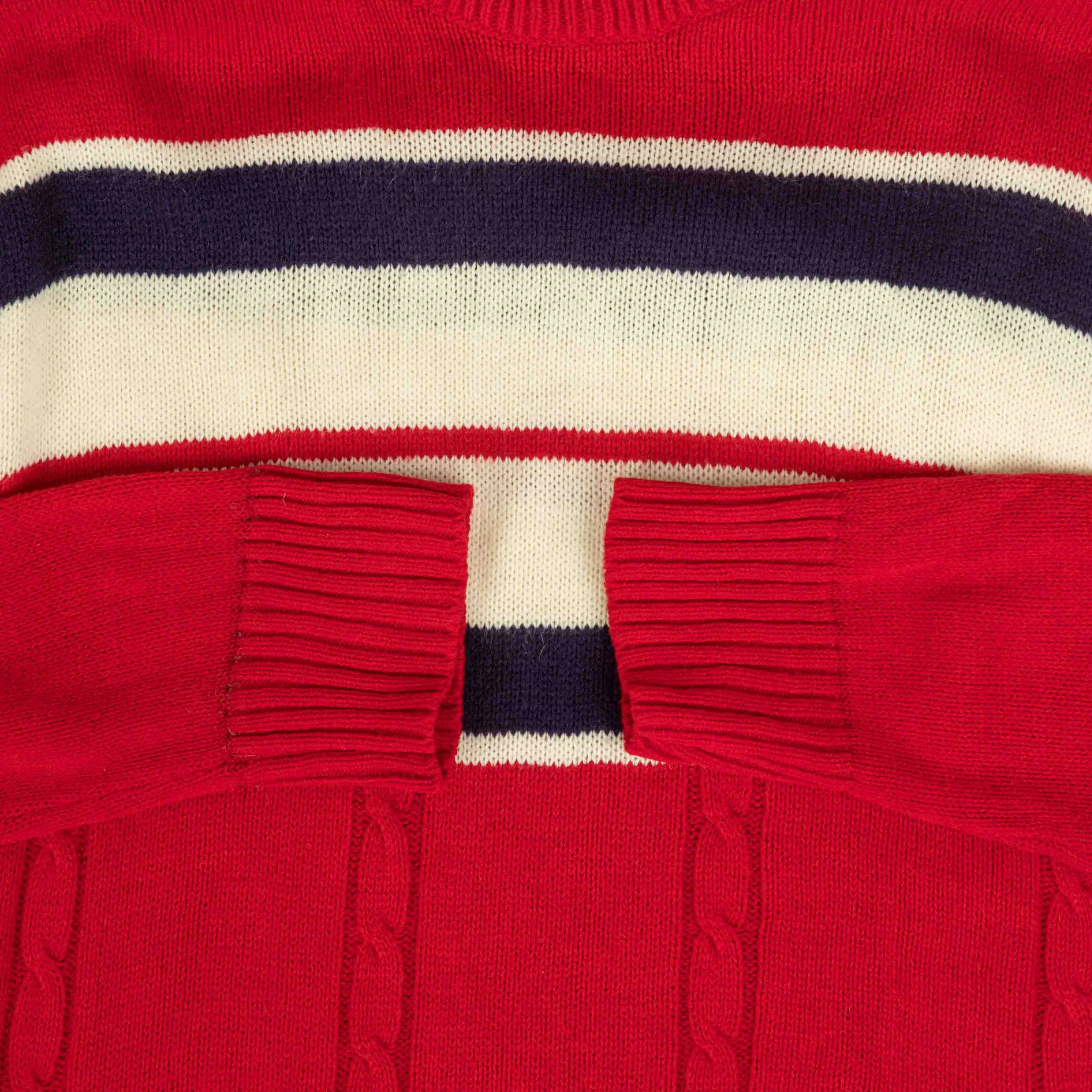 WOMEN'S VINTAGE 1980S STRIPED MOCK NECK KNITTED JUMPER - LARGE