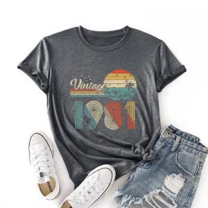 Womens Vintage 1981 Multi-Colored Summer T-Shirts
