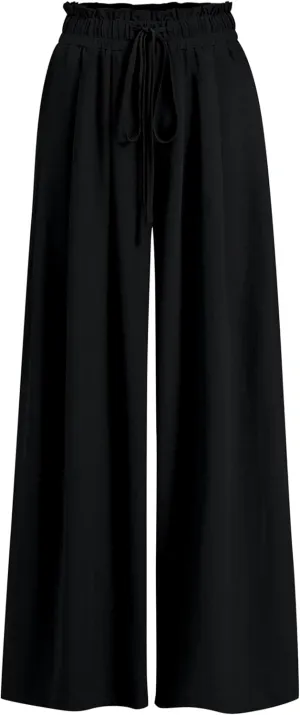 Womens Wide Leg Casual Pants with Pockets Loose Flowy High Waisted Lounge Trousers