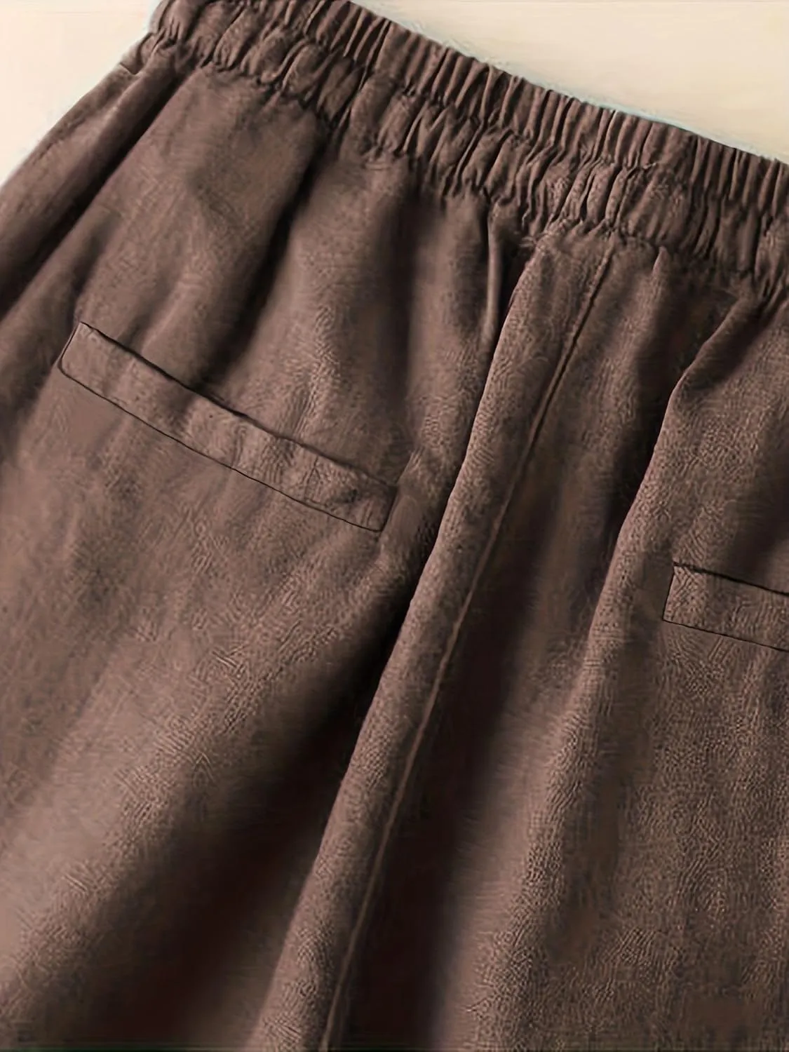 Women's Wide Leg Palazzo Pants Linen Drawstring Cropped Pants Trousers Summer Culottes with Pocket
