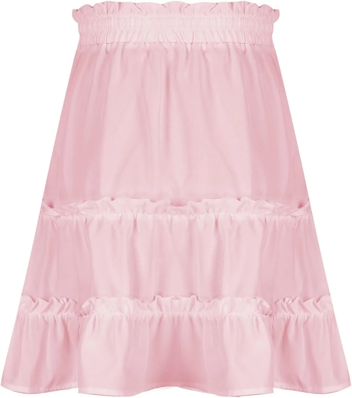 XUNRYAN Skirts for Women Trendy Summer Boho A-Line Pleated Skirt Casual Elastic High Waist Tiered Ruffle Flowy Mini Skirt