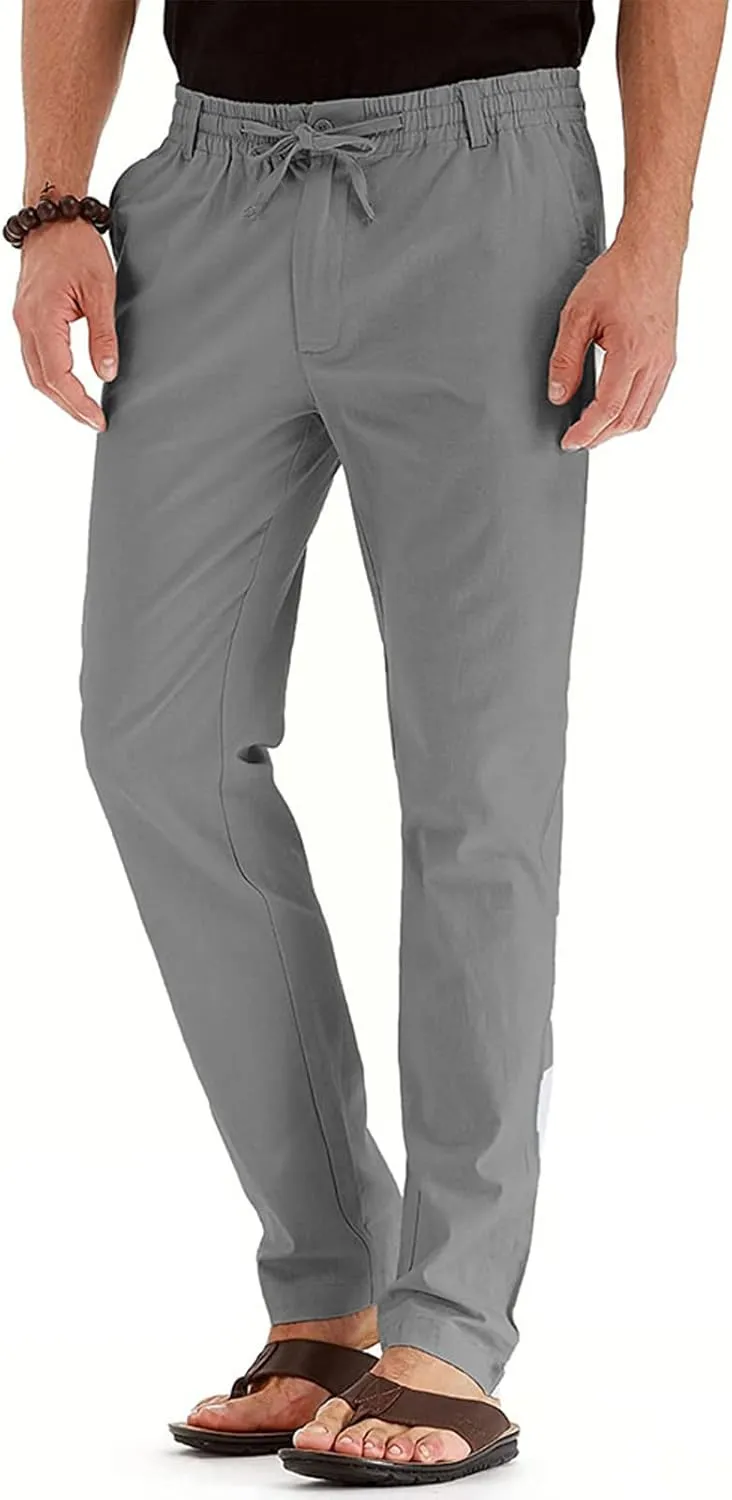 Ymosrh Mens Sweatpants Casual Pants Loose Large Elastic Waist Cotton Versatile Solid Color Sweatpants Jogger Sweats