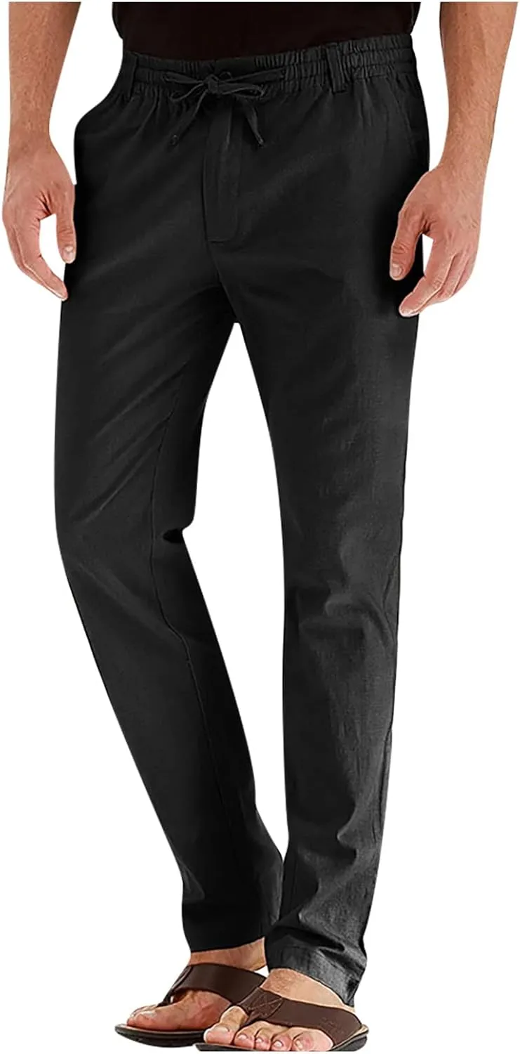 Ymosrh Mens Sweatpants Casual Pants Loose Large Elastic Waist Cotton Versatile Solid Color Sweatpants Jogger Sweats