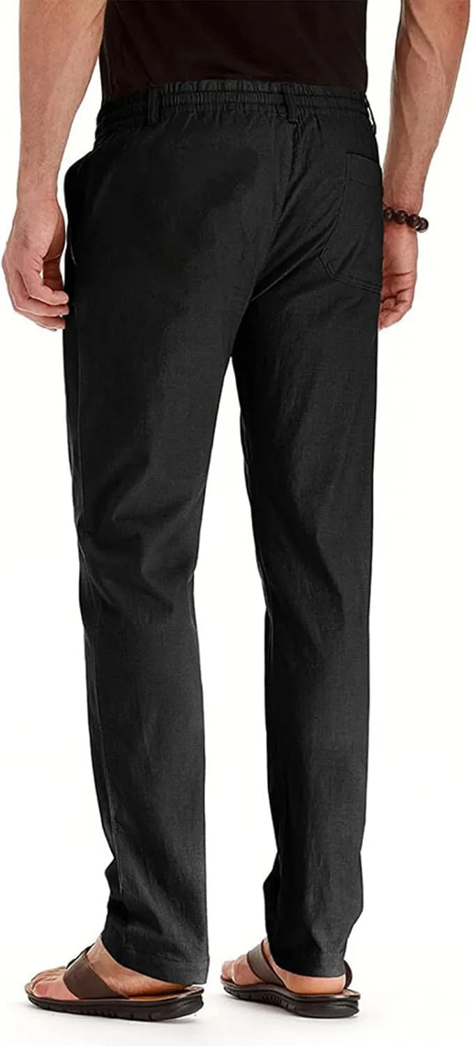 Ymosrh Mens Sweatpants Casual Pants Loose Large Elastic Waist Cotton Versatile Solid Color Sweatpants Jogger Sweats