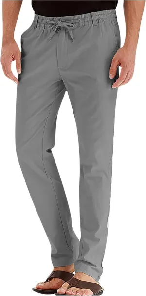 Ymosrh Mens Sweatpants Casual Pants Loose Large Elastic Waist Cotton Versatile Solid Color Sweatpants Jogger Sweats