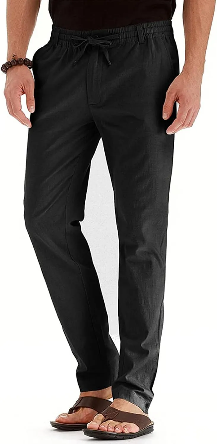 Ymosrh Mens Sweatpants Casual Pants Loose Large Elastic Waist Cotton Versatile Solid Color Sweatpants Jogger Sweats