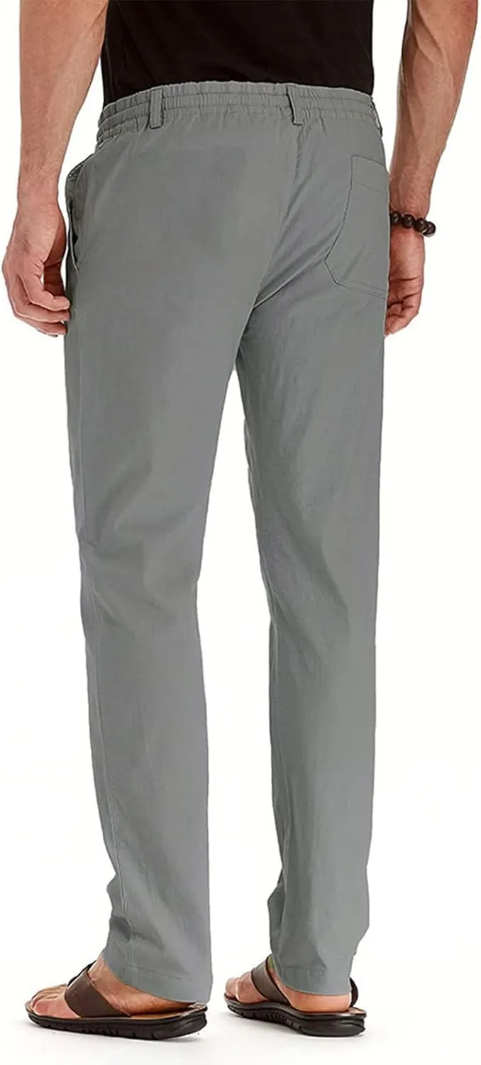 Ymosrh Mens Sweatpants Casual Pants Loose Large Elastic Waist Cotton Versatile Solid Color Sweatpants Jogger Sweats