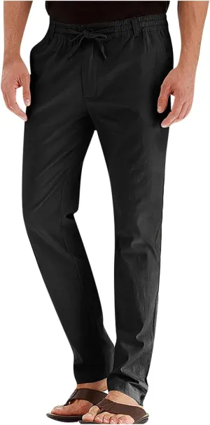 Ymosrh Mens Sweatpants Casual Pants Loose Large Elastic Waist Cotton Versatile Solid Color Sweatpants Jogger Sweats
