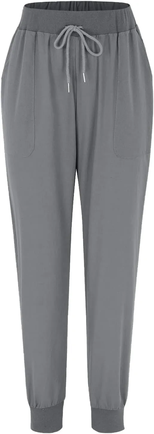 ZDRZK Jogging Pants for Women Cotton Linen Drawstring Elastic Waist Pants Casual Oversized Lounge Sweatpants with Pockets